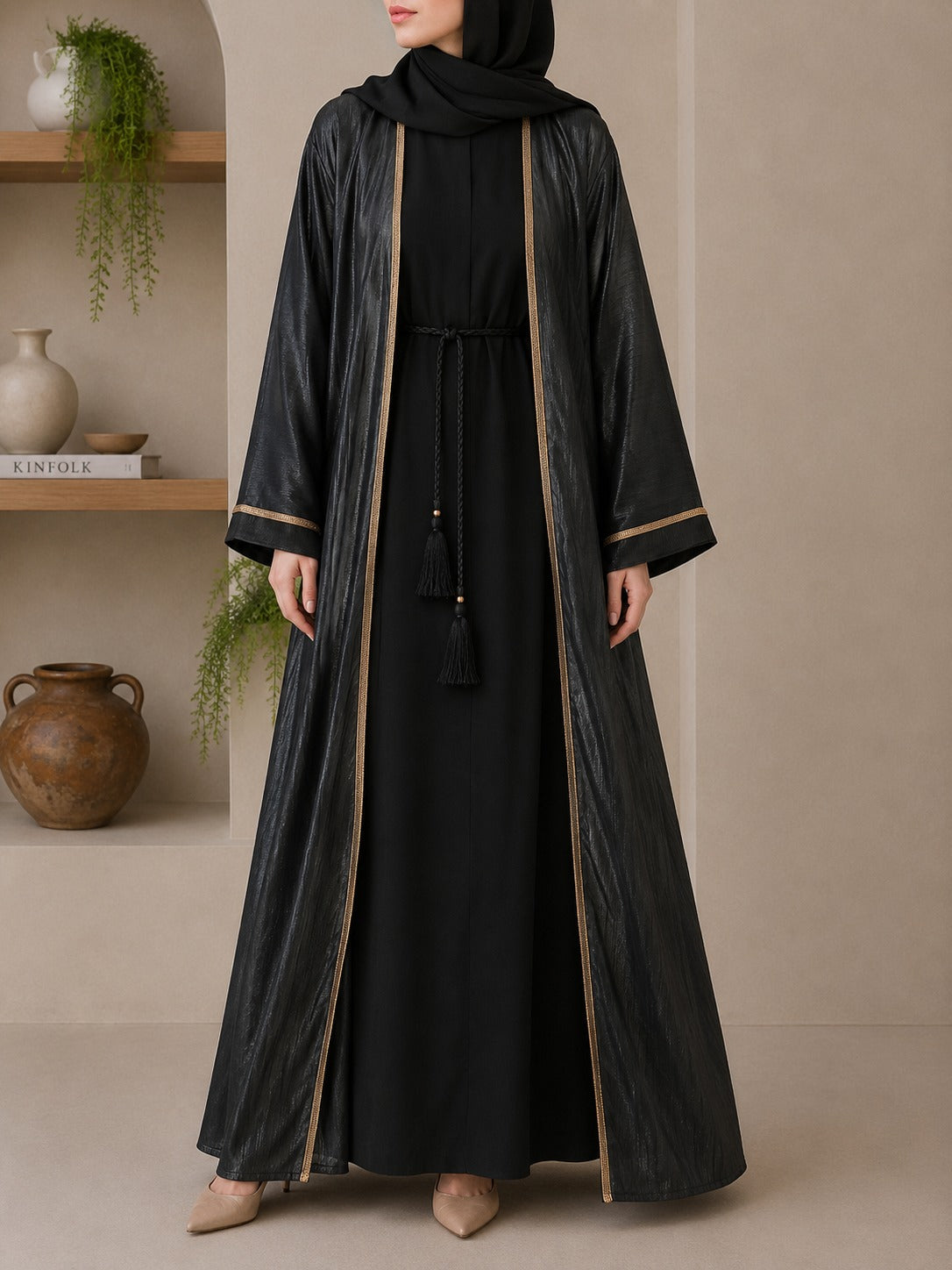 Ebony Gold Abaya Set