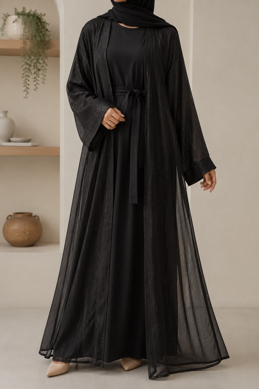 Midnight Shimmer Abaya Set