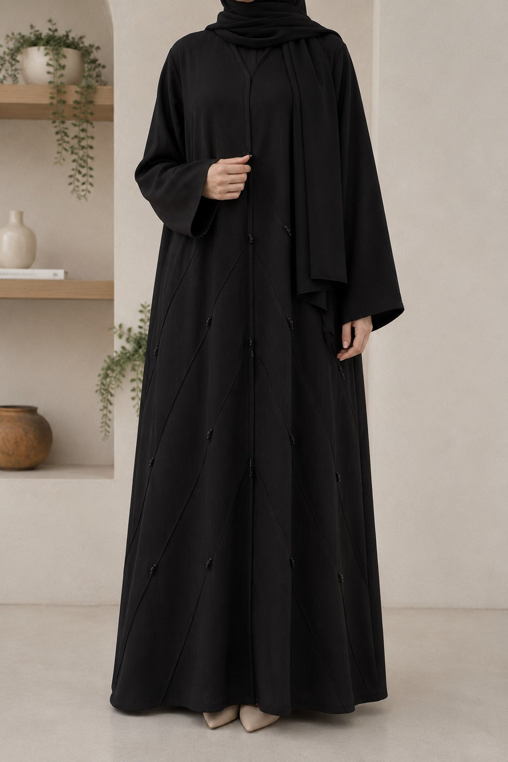 Onyx Lattice Abaya Set