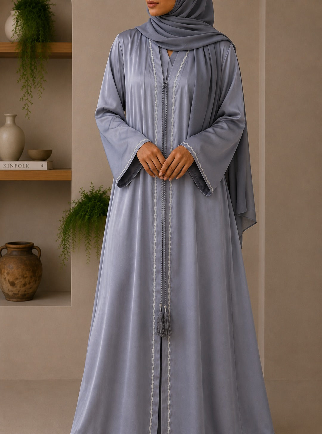 Steel Mist Abaya Set