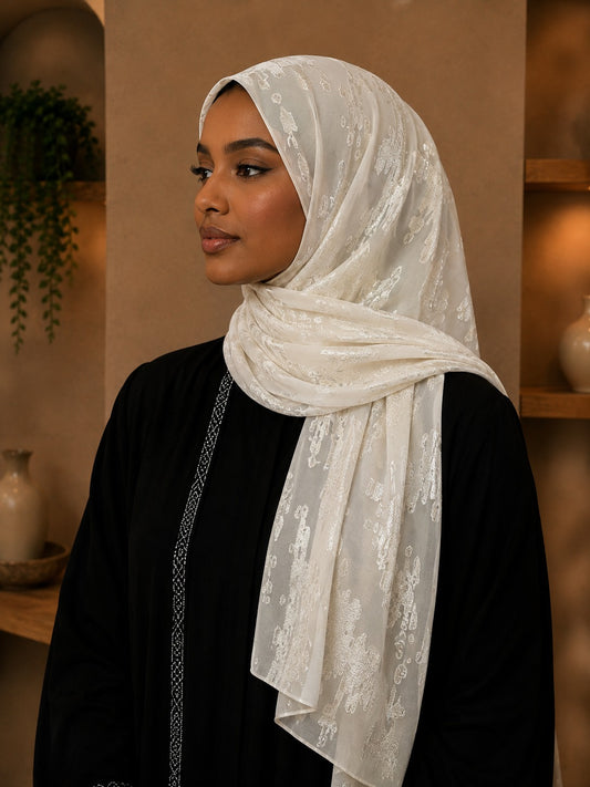 Abstract Patched Velvet Hijab