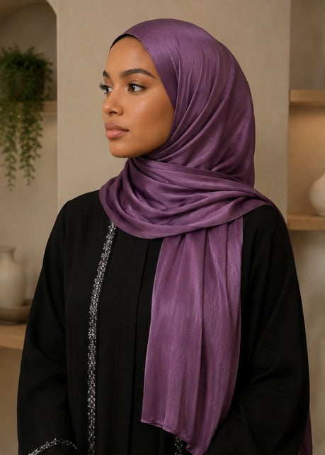 Crinkled Satin Chiffon Scarf