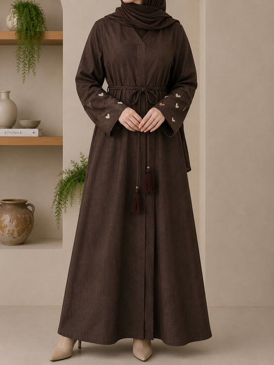 Espresso Heart Abaya Set