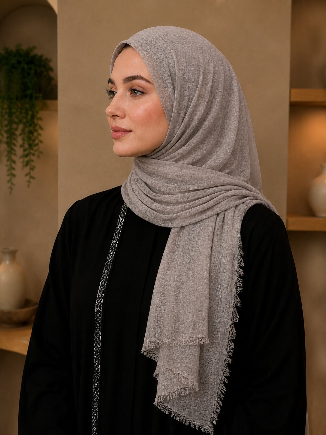 Fringed Two - Tone Modal Hijab