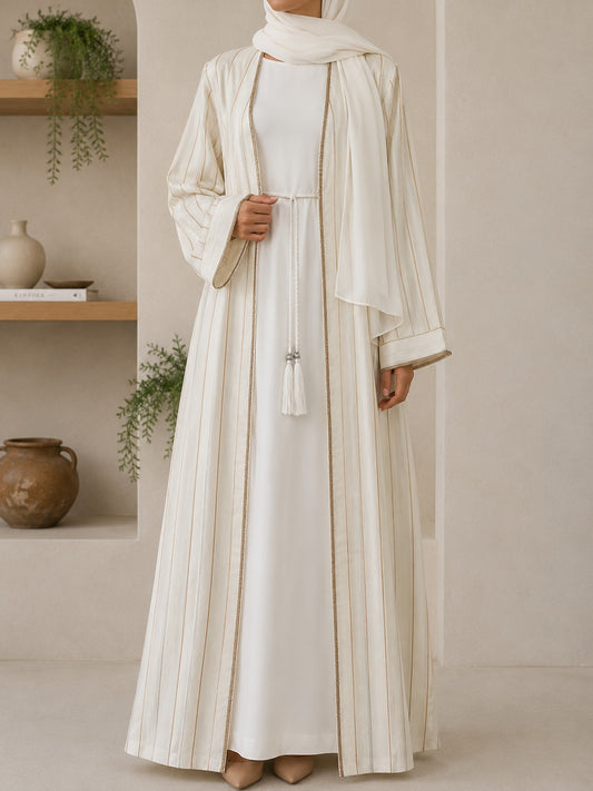 Ivory Gilded Abaya Set