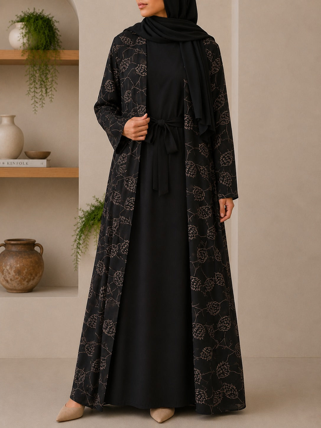 Noir Botanica l Abaya Set