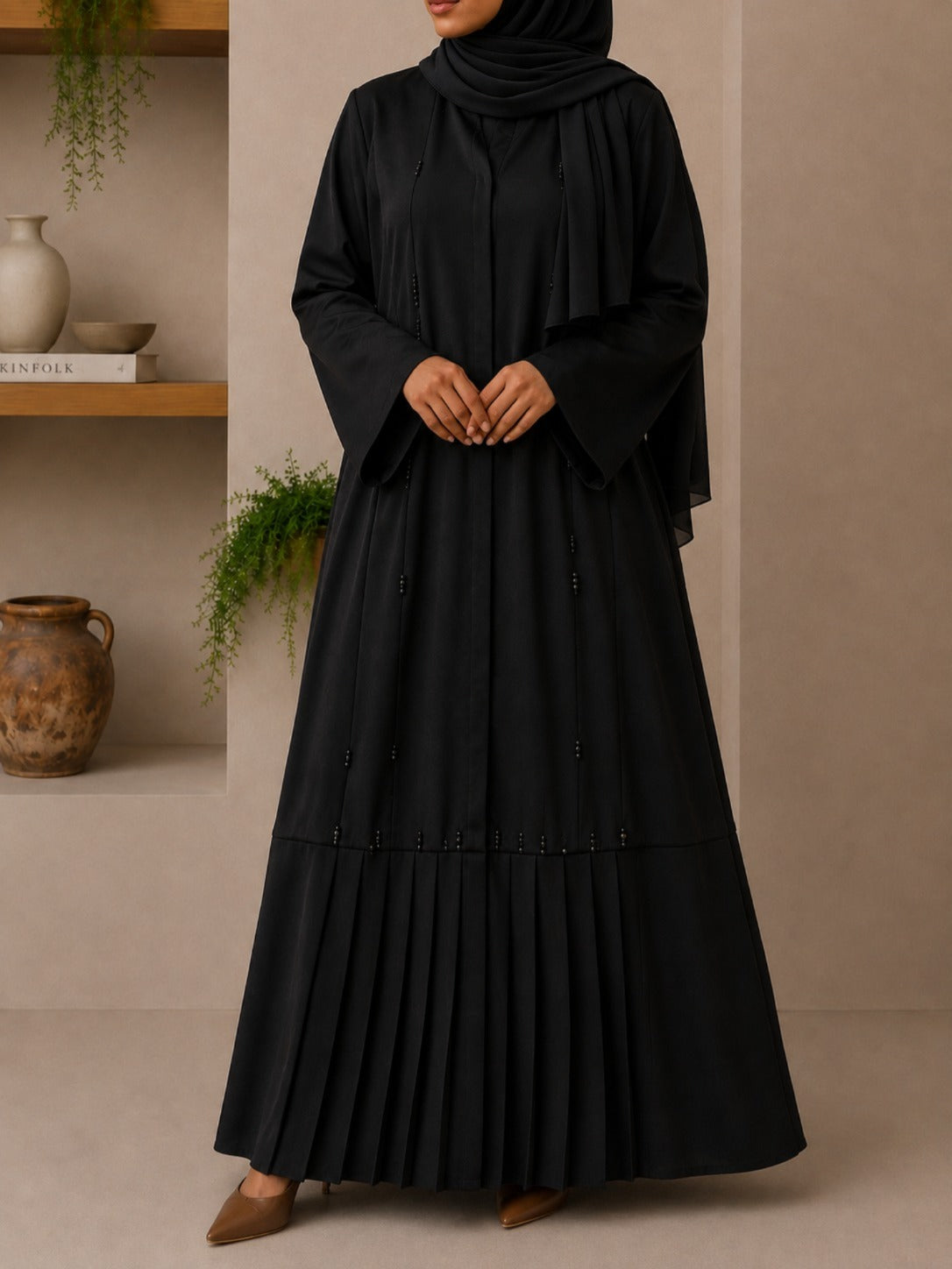 Raven Pleat Abaya Set