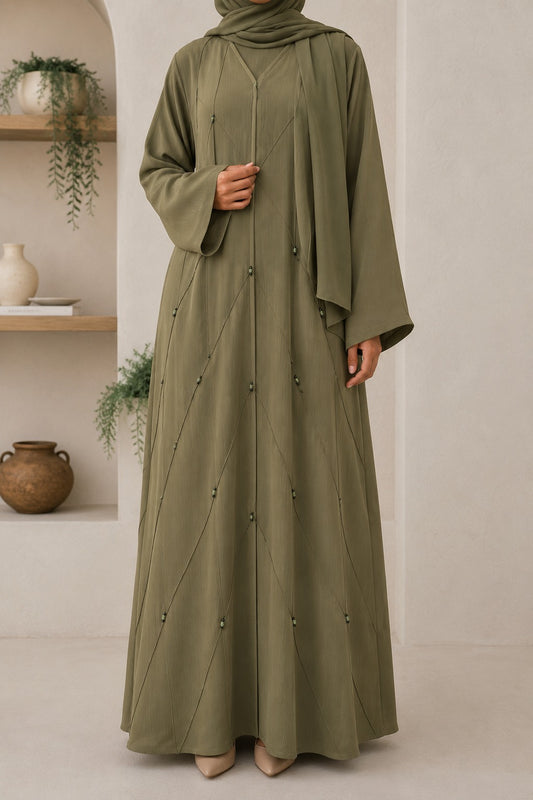 Sage Lattice Abaya Set