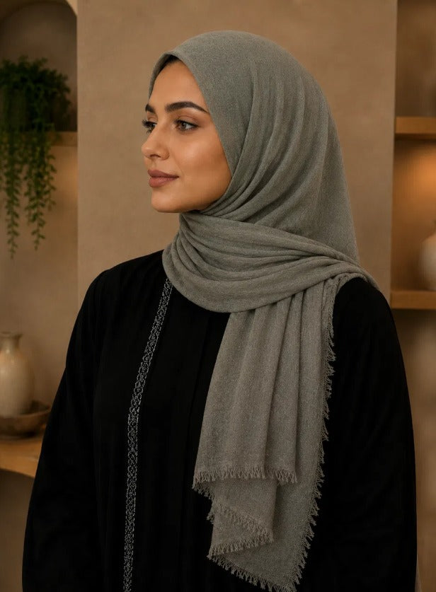 Solid Fringed Modal Hijab