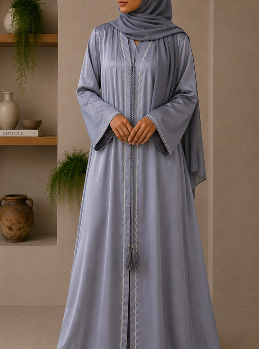 Steel Mist Abaya Set