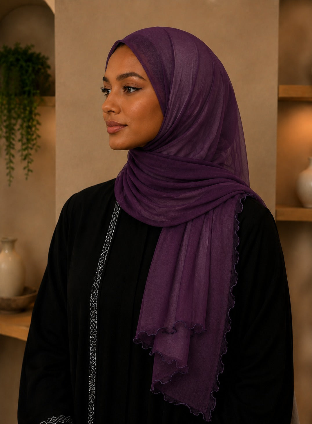 Wavy Edge Net Hijab