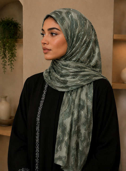 Marble Swirl Patched Velvet Hijab