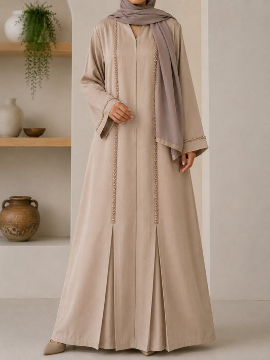 Sand Beaded Pleat Abaya Set
